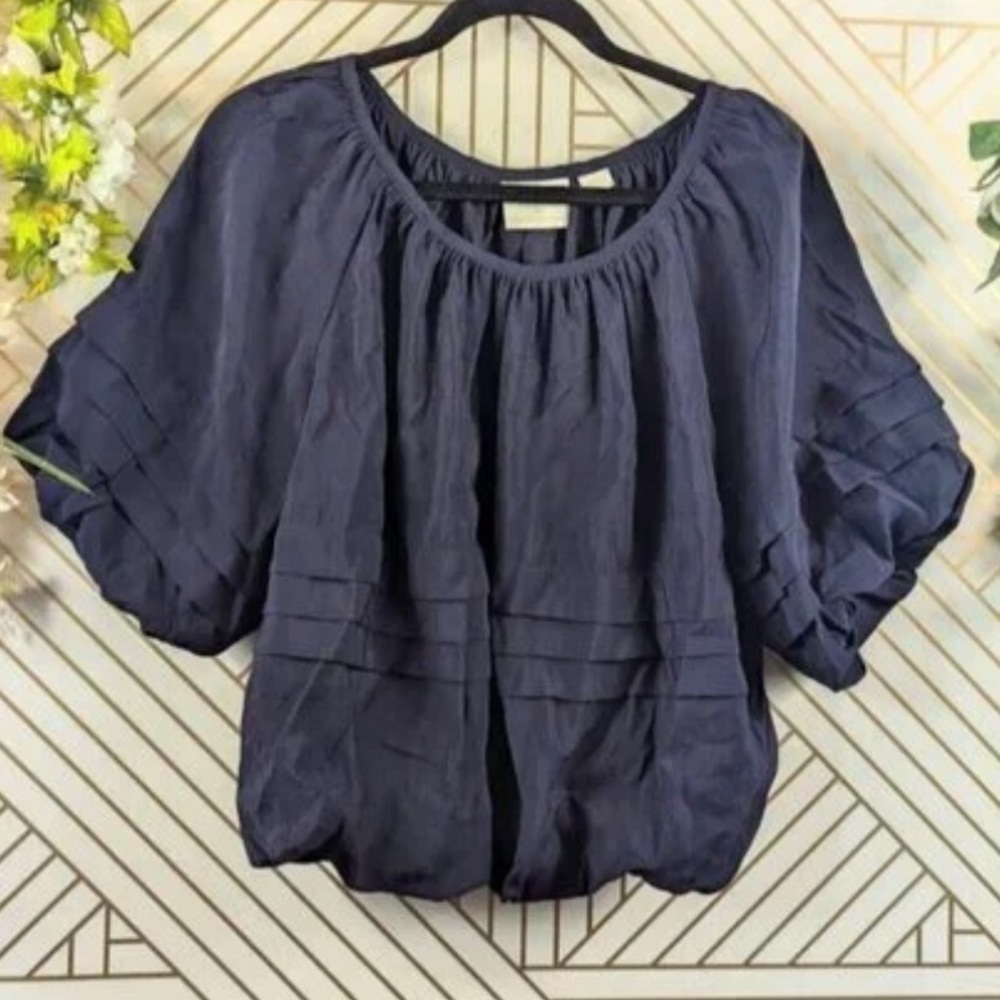Anthropologie Maeve Short-Sleeve Bubble Tiered Top